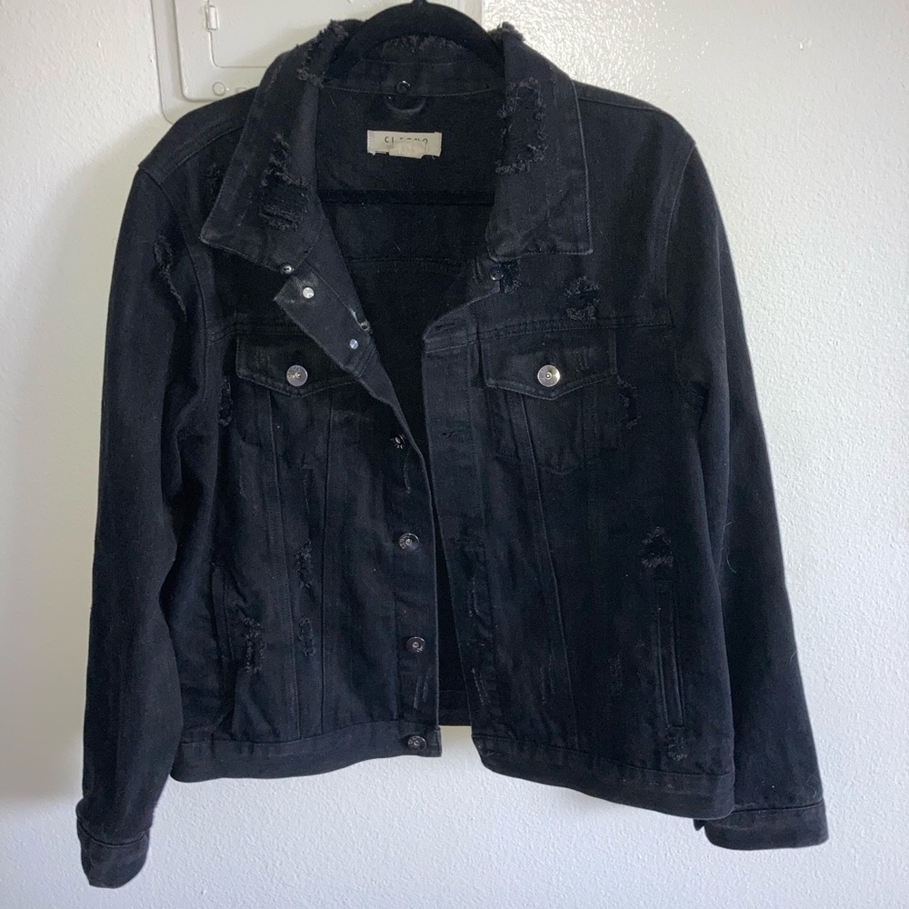 Black Distressed Jean Jacket